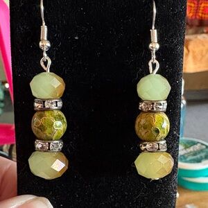 Handcrafted Green Cloisonné Beaded Earrings